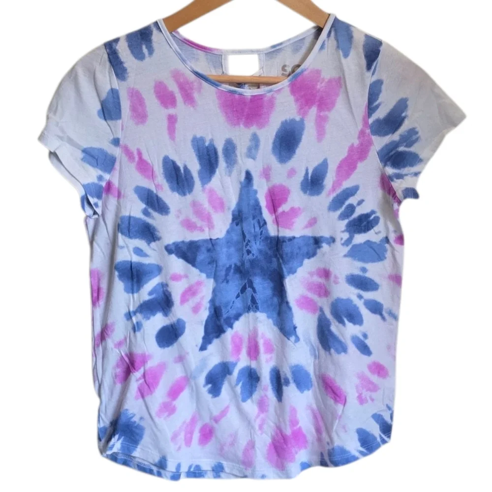 SO Tie-Dye Crisscross Back Design Star Shirt Girls XL (14-16)